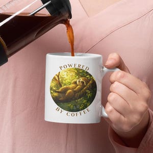 Sloth on a Tree Mug – Handmade, Dishwasher Safe Ceramic Mug for Animal Lovers