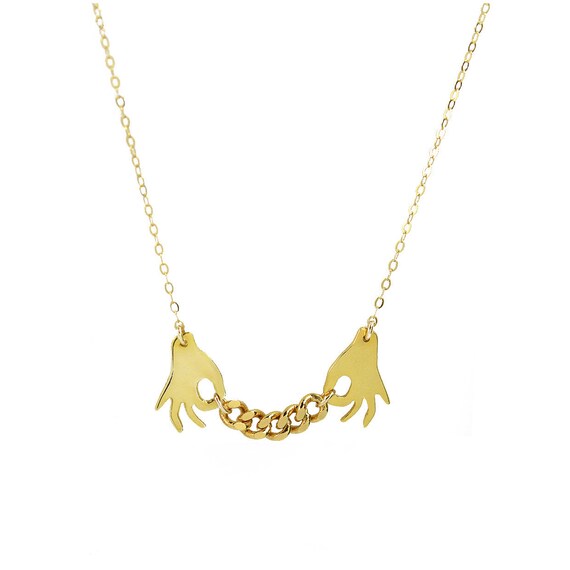Items similar to Two Hands Gold Chain Necklace // Whimsical, Fun Gold ...