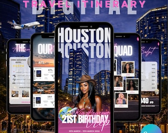 Szablon planu podróży na weekend do Houston, edytowalny cyfrowy planer Canva