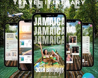 Jamaica Birthday Trip Itinerary Template, Caribbean Vacation Planner (Digital Download)