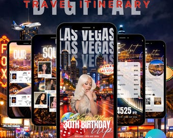 Las Vegas Reiseplaner, bearbeitbarer Canva Wochenendreiseplaner, digitaler Vegas Urlaubsführer