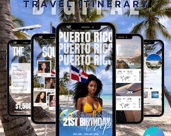 Puerto Rico Birthday Trip Itinerary Template, San Juan Travel Planner (Digital Download)