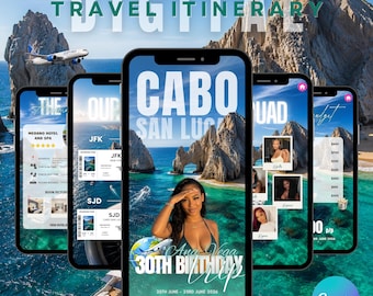 Digital Cabo San Lucas Mexico Birthday Trip Itinerary Template, Editable Canva Weekend Travel Planner