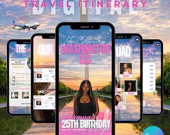 Digital Washington DC Birthday Trip Itinerary Template, Editable Canva Weekend Travel Planner