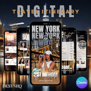 Resplan för födelsedagsresa till New York City, semesterplanerare för möhippa (digital nedladdning)