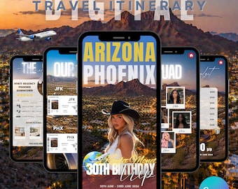 Digital Phoenix Arizona Birthday Trip Itinerary Template, Editable Canva Weekend Travel Planner