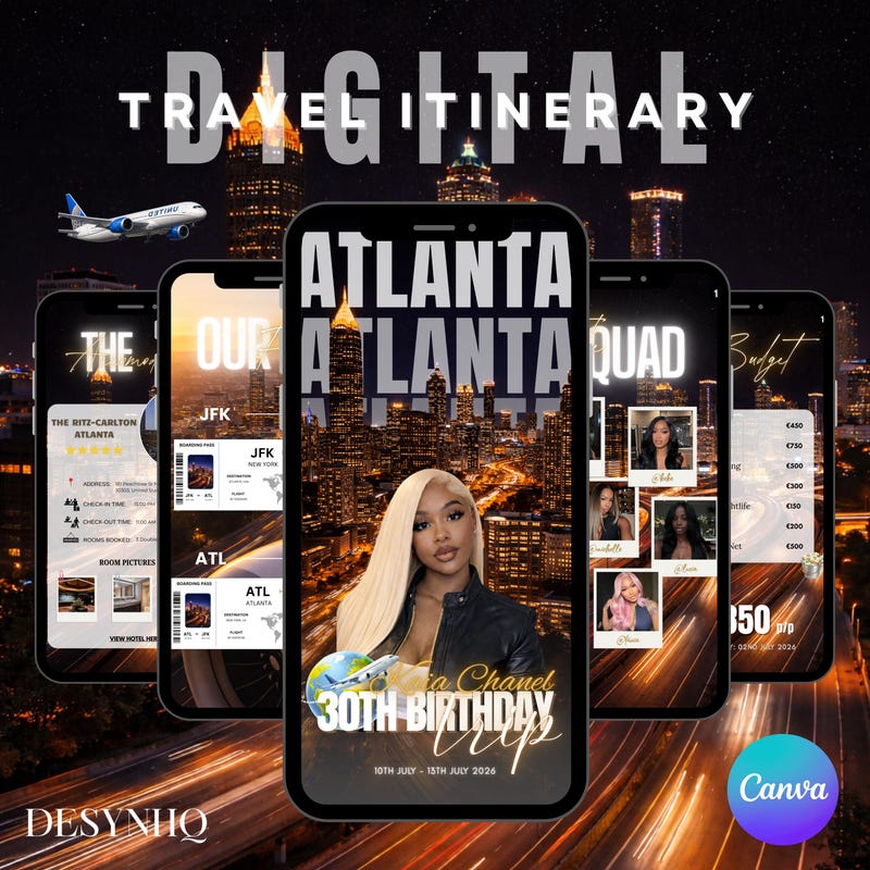 Atlanta Itinerary Template - Etsy
