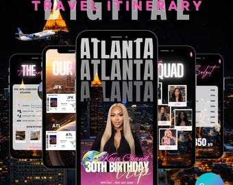 Atlanta Birthday Travel Planner Template, Editable Animated Canva Itinerary