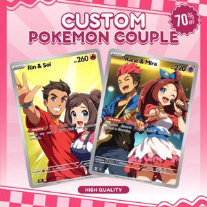 Retrato personalizado de entrenador Pokémon / Día de la Madre / Arte digital personalizado / Encargo de estilo Pokémon para parejas, niños o mascotas
