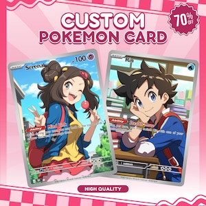 Paar Porträt | Anime Auftragsarbeit | Custom Pokemon Karte, Custom Portrait, Tierportrait, Pokemonster, Personalisiere Geburtstagsgeschenk