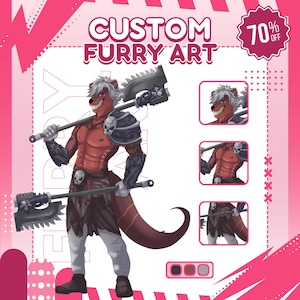 Commande d&#39;oeuvres d&#39;art à fourrure personnalisée : illustration du personnage d&#39;Anthro, avatar de Fursona