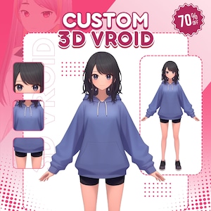 3D Vroid VTuber Model Custom: Convert Live2D, VRchat Avatar, Unity Rigging