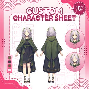 Custom Anime Character Reference Sheet: Hand Drawn Design