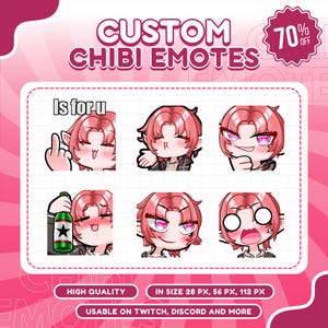 Custom Chibi Anime Twitch Emotes : Streamer Art