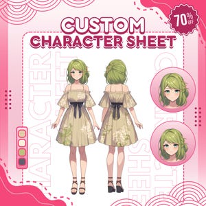 Custom Anime Character Sheet: DnD, Vtuber, Furry Art Commission