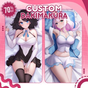 Custom Dakimakura Male or Female | SFW | Drawing Anime Art Commission Dakimakura Body Pillow Cover for OC | Vtuber | Waifu | Husbando