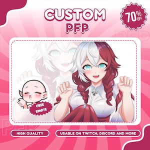 CUSTOM Pfp, Pfp for twitch, Pfp Commission, PFP Anime, Profile picture, Profile Icon, Character Commission, Anime, Vtuber pfp, Pngtuber pfp