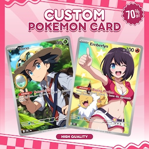 Tarjeta Pokémon personalizada con arte completo - Regalo Pokémon TCG personalizado - Diseño de tarjeta Pokémon digital - Retrato de anime - Retrato de pareja
