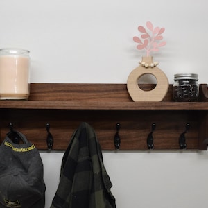 Wall Mount Coat Rack Solid Wood Entryway, Farmhouse Coat Rack, Coat Hook With Shelf, Leash Hook Hat Rack, Coat Hanger, Coat Rack Shelf