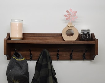 Wall Mount Coat Rack Solid Wood Entryway, Farmhouse Coat Rack, Coat Hook With Shelf, Leash Hook Hat Rack, Coat Hanger, Coat Rack Shelf