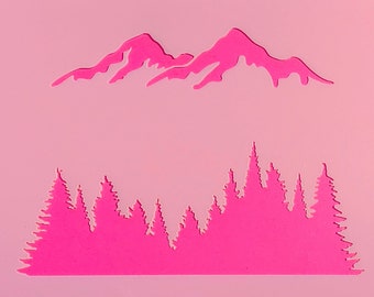 Mini Mountains and Treeline/ Cookie & Craft Stencil by cankeep