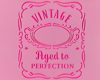 Aged to Perfection Label 3, 3.5 or 5&quot;/ Cookie or Craft Stencil