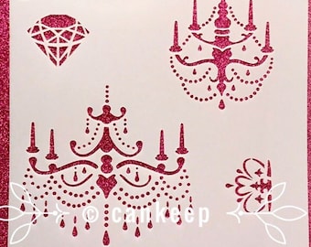 Chandeliers, Crown & Diamond/ Cookie or Craft Stencil