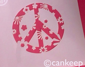 Cookie Stencil -  Peace Sign-Flower Power- choice of sizes  / Laser Cut Stencil