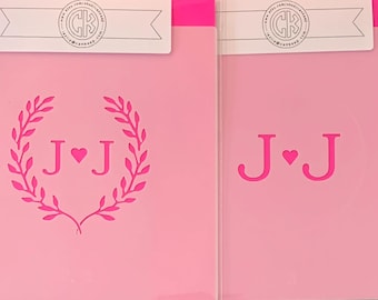 Monograma personalizado de 2 letras y corazón / Plantilla para galletas o manualidades