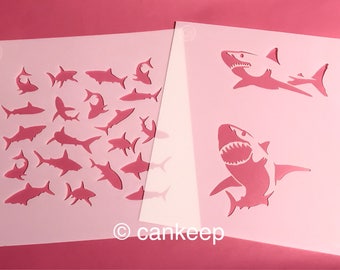 Sharks & Shark Background / Cookie or Craft Stencil by cankeep