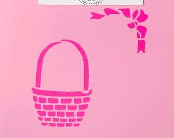 Basket & Bow / Cookie or Craft Stencil