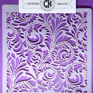 Swirly Brocade Background / Cookie or Craft Stencil by cankeep