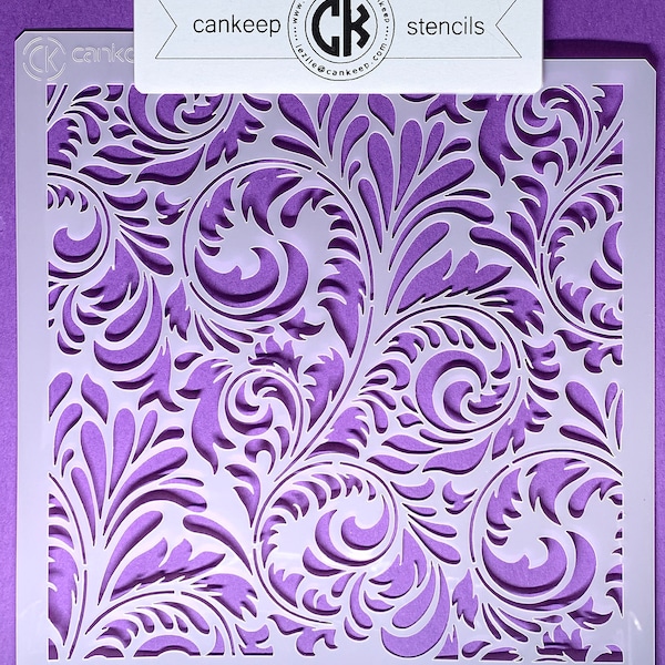 Swirly Brocade Background / Cookie or Craft Stencil by cankeep