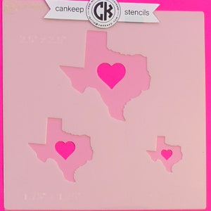 Estêncil de 2 camadas Heart of Texas/Estêncil de biscoito e artesanato por cankeep