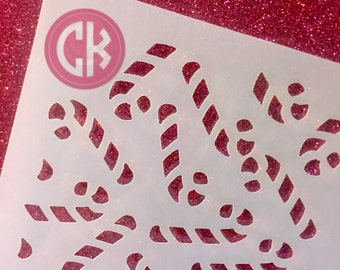 Candy Canes #2  Background Cookie & Craft Stencil, Laser CUt BY cankeep