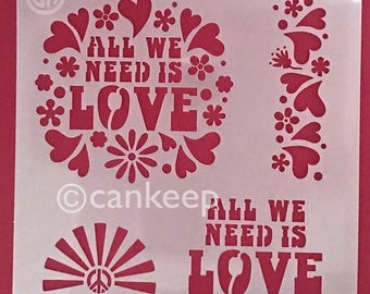 Love In 60’s retro style / Art, Craft or Cookie Stencil