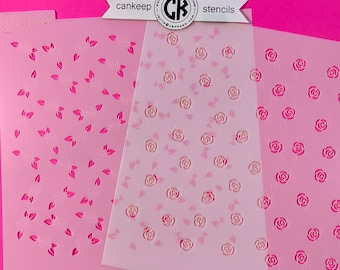 Rosas y hojas pequeñas - Fondo de 2 capas/Plantilla para galletas o manualidades de cankeep