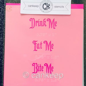 Eat Me, Drink me Alice im Wunderland - Wort Schablone - Kekse / Bastelschablone