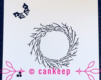 Cookie Stencil - Twig Wreath - Laser Cut- Cankeep