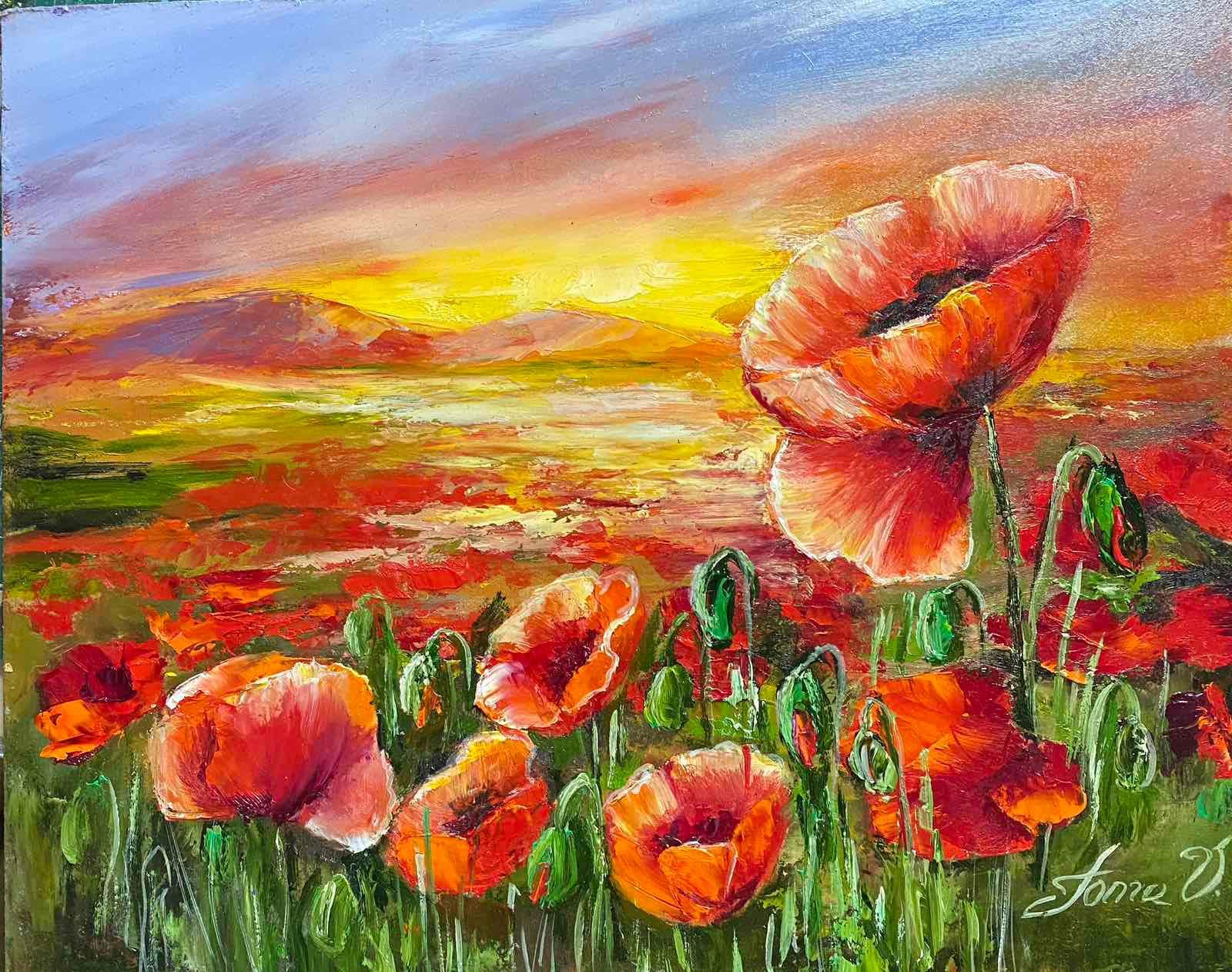 Poppy Oil Painting - Etsy