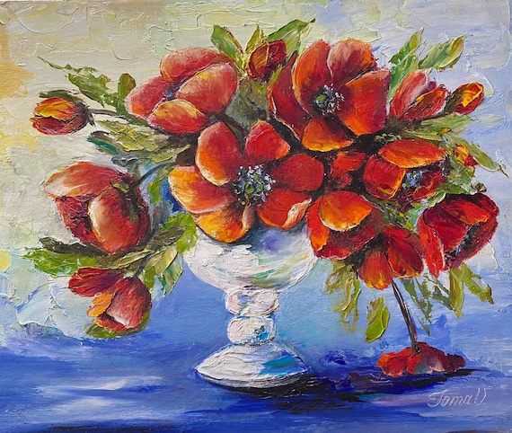 油彩画 花瓶に生けた花 花瓶に生けられた花 油彩画 【公式通販】