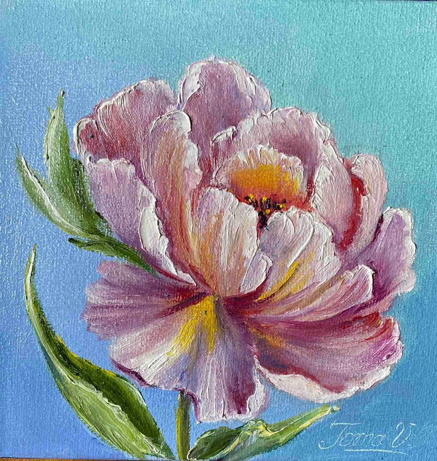 ファンタジーフラワー油絵（キャンバス、6x6インチ） - Etsy 日本