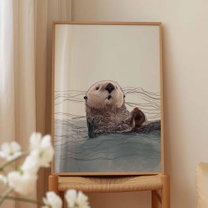 Sea Otter Minimalistic Wall Art | Vibrant Home Decor