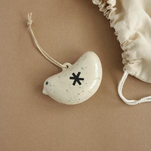 Handmade Ceramic Bird Ornament: Folk Art Holiday Decoration