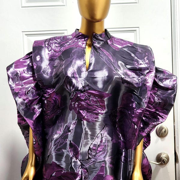 Luxury African Boubou (Liquid metallic organza), Rich Aunty Bubu, Classy style, Chic and Elegant.