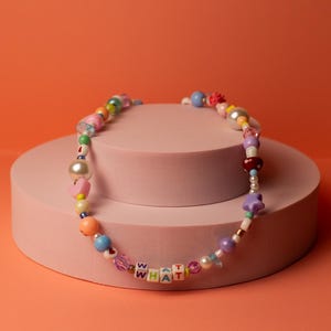 Veelkleurige WAT Kralenketting Handgemaakte sieraden Cadeau-ideeën Dikke sieraden Funky ketting Statement sieraden Uniek mode