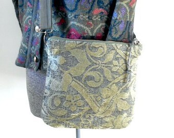 Vintage velvet tapestry crossbody iPad bag - eco vintage fabrics