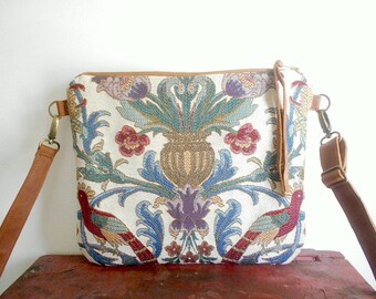 Vintage velvet tapestry crossbody iPad bag - eco vintage fabrics