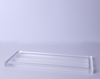 Organizador de escritorio de acrílico macizo fundido – Bandeja monolítica, decoración moderna para el espacio de trabajo