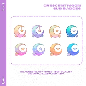 Crescent Moon Sub Badges | Digital Download Crescent Moon Sub Badges | Moon Sub Badges | Twitch Badges | Emote Badges